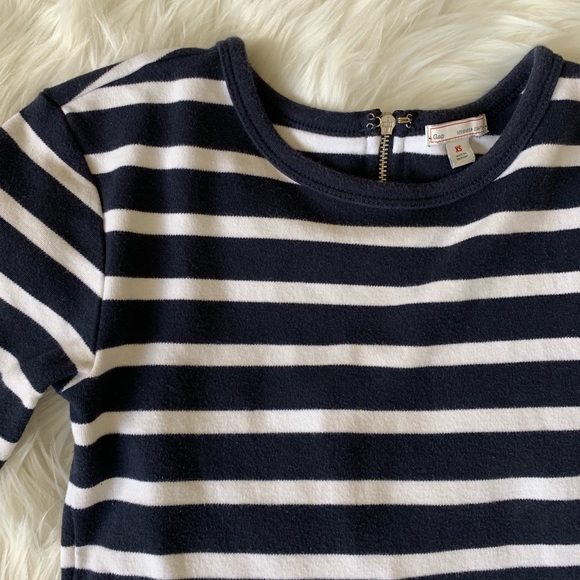 Gap Striped Peplum Zipper-Back Stretch Blouse - Picture 3 of 8